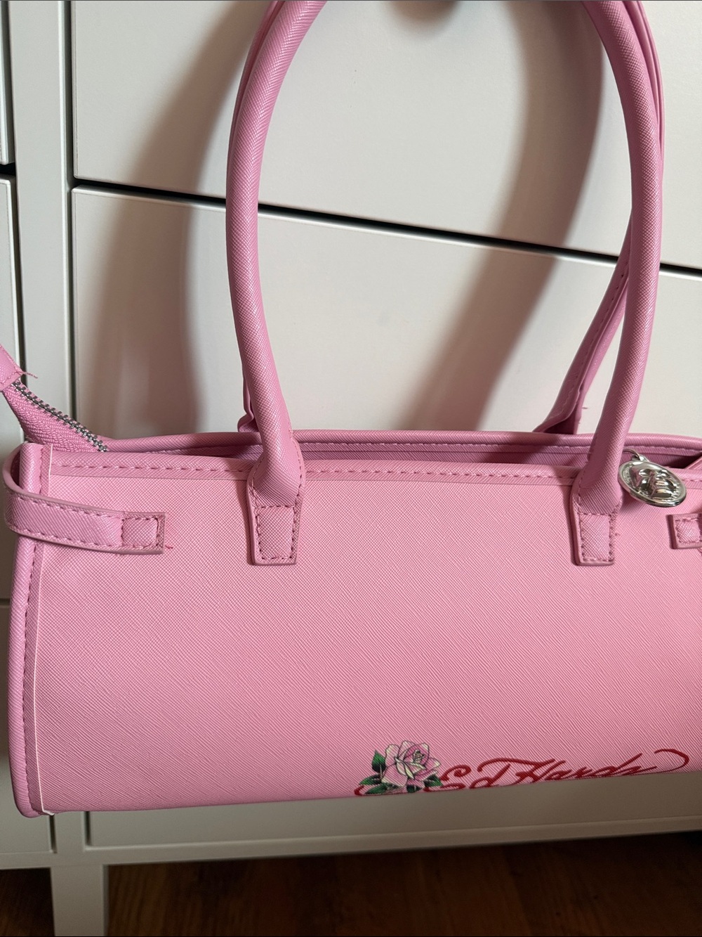 Ed Hardy Pink Floral Skull Shoulder Bag - Picture 6 of 7